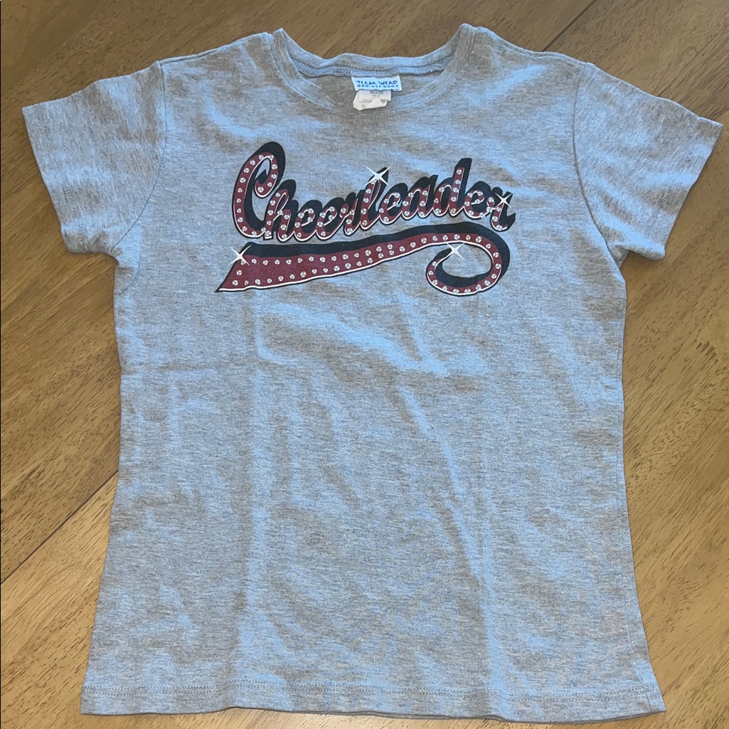Vintage Paper Tag Gray Cheerleader Sparkle Kids T-Shirt